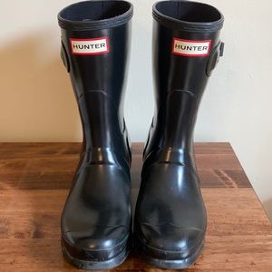 Black Hunter Original Short Gloss Rain Boots US 7